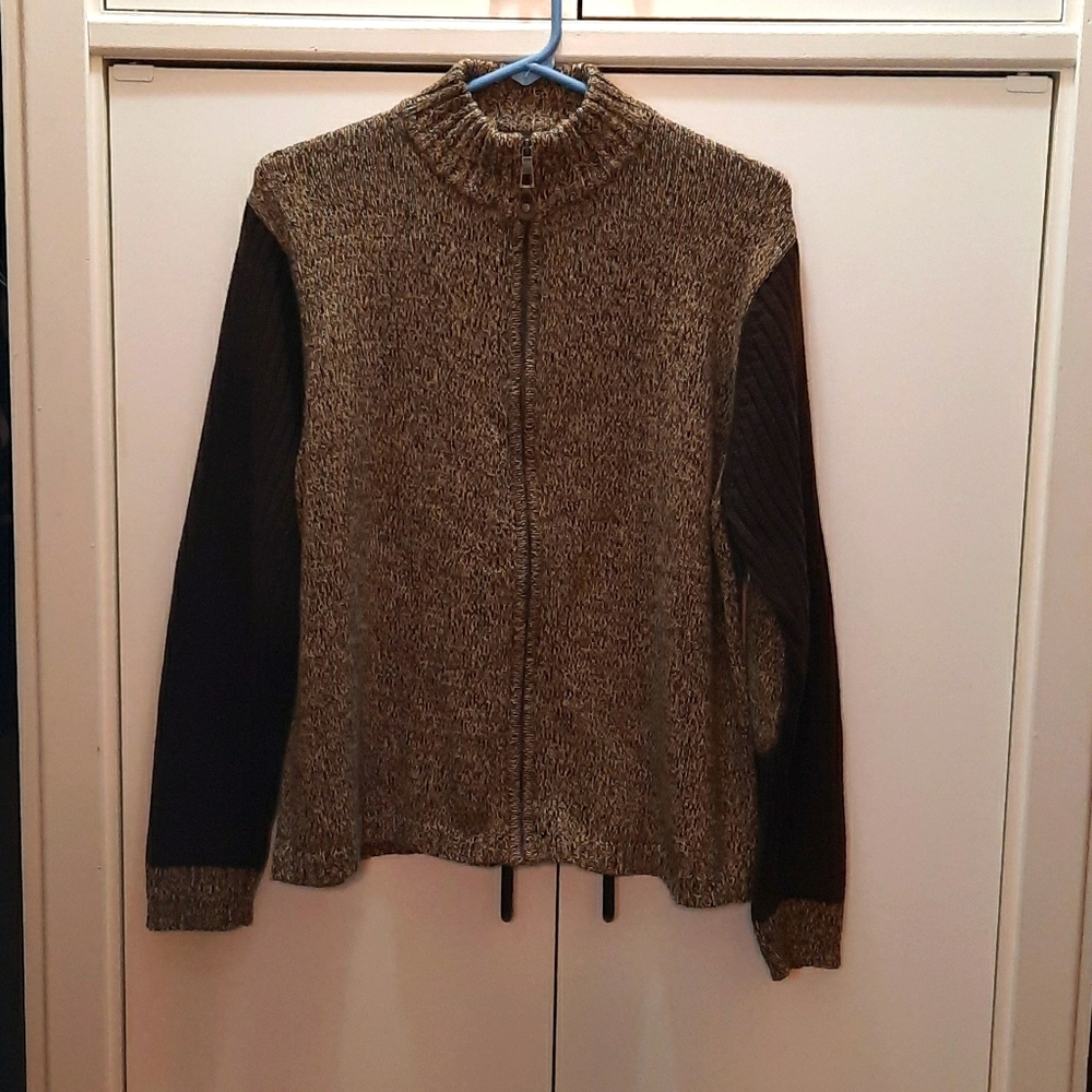 Jeanne Pierre| Zipper Sweater| Brown| Elbow Patch